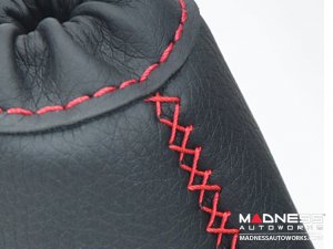 FIAT 500 eBrake Boot - Black Italy - Black Leather w/ Red Cross Stitching 